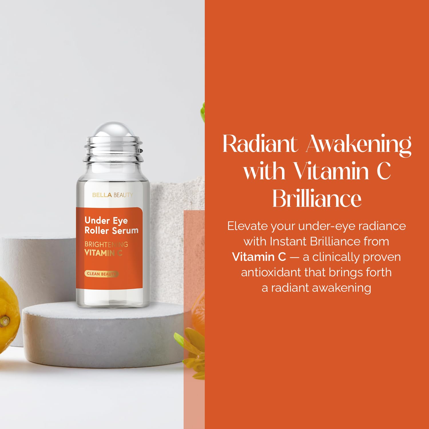 Bella Beauty Vitamine C Roller – application matinale facilitée pour un regard lumineux.