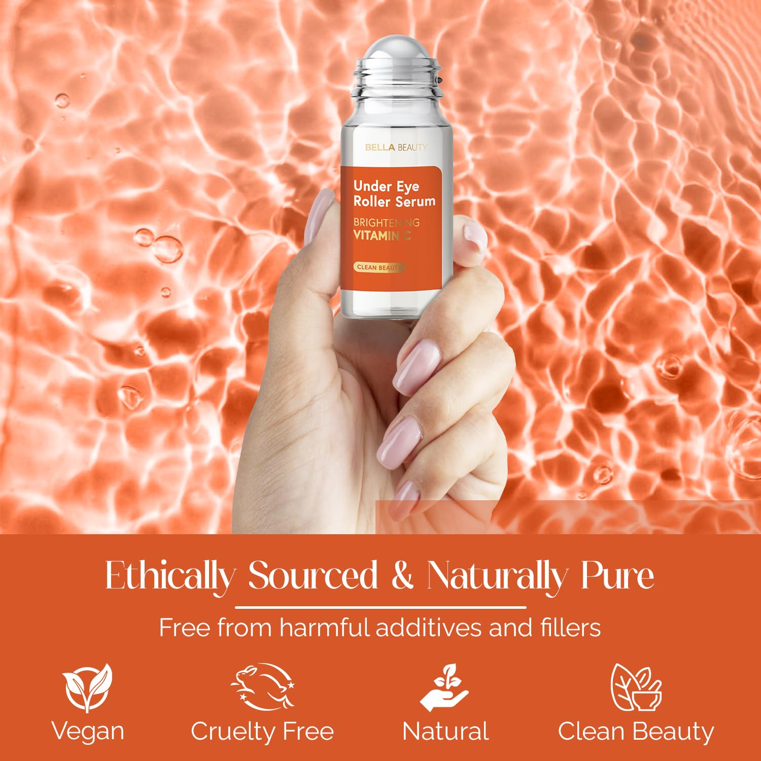Bella Beauty Vitamine C Roller – soin vegan et sans cruauté pour la routine quotidienne.