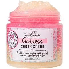 Bella et Bear Gommage Sucre Déesse – bouteille 3-en-1 pour peau douce et lumineuse.