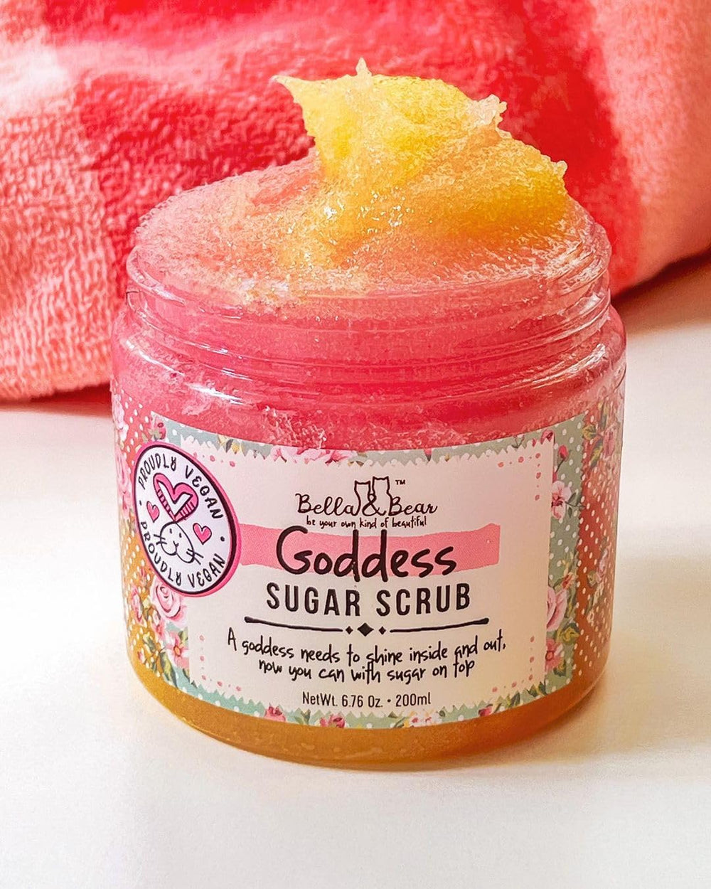 Produit sans cruauté animale Bella et Bear Gommage Sucre Déesse.