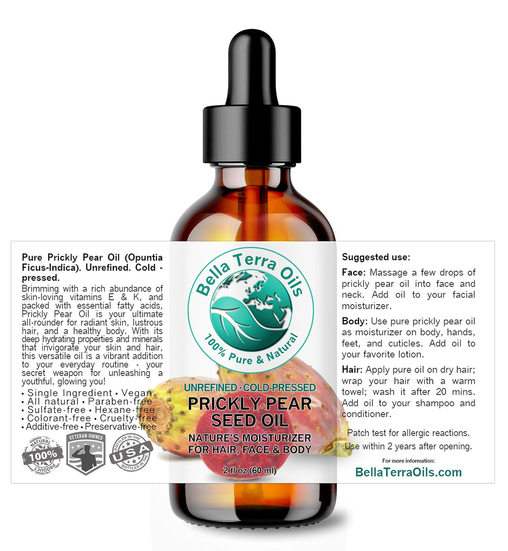 Bella Terra Oils - huile de figue de barbarie pressée à froid, texture légère sur la peau.