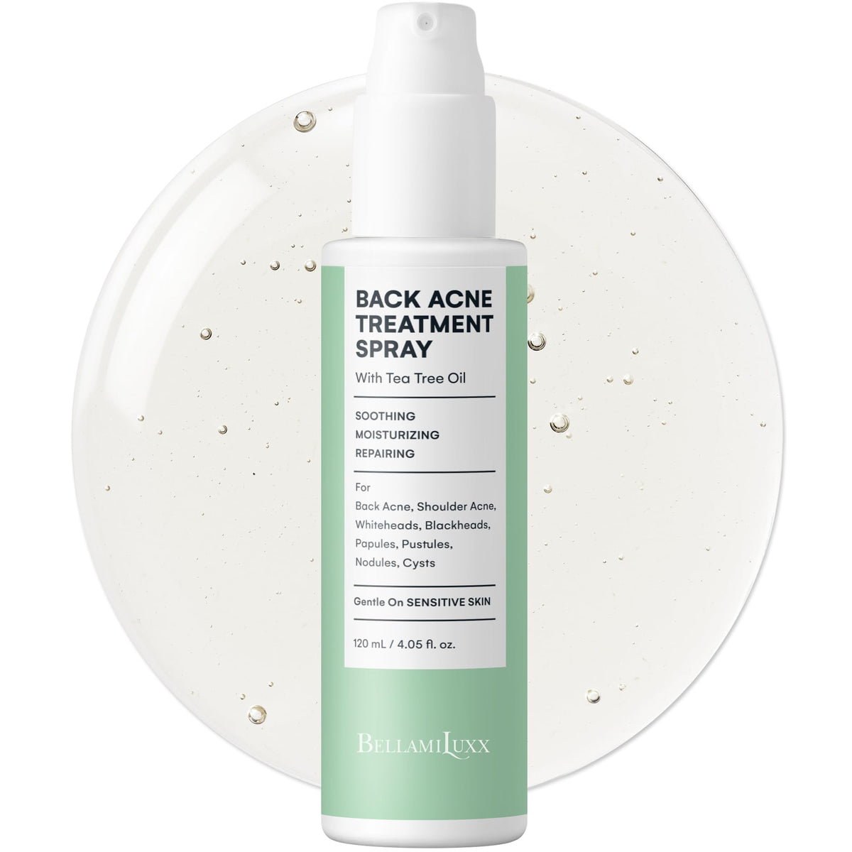 BellamiLuxx Bacne Spray Pompe: action ciblée sur le dos pour une peau plus nette.