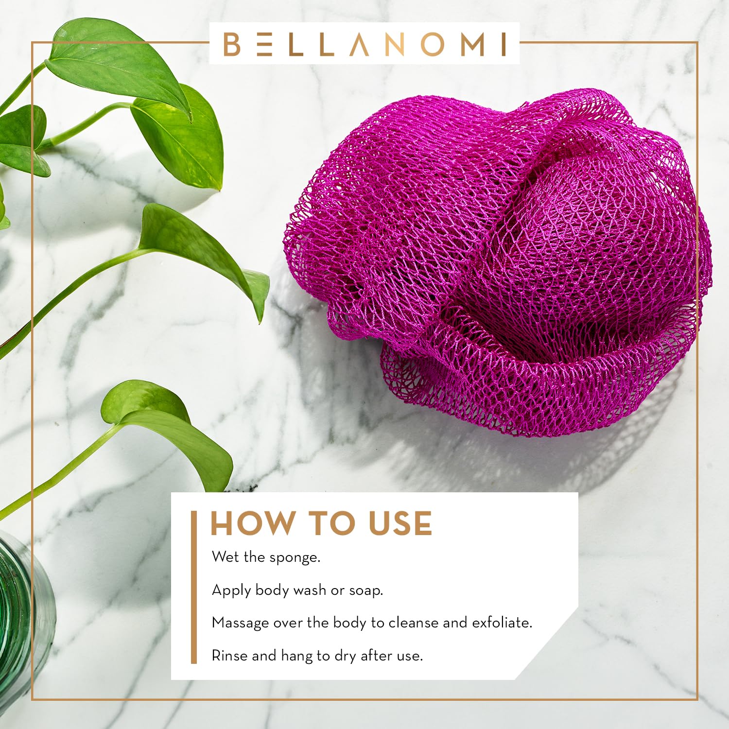 Éponge Bellanomi au maillage traditionnel, green émeraude et usage quotidien.