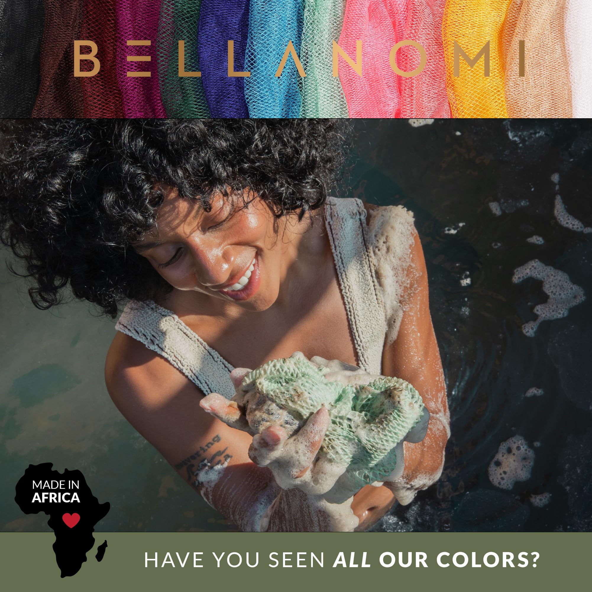 Éponge Bellanomi pour les voyages, couleur émeraude, pratique et hygiénique.