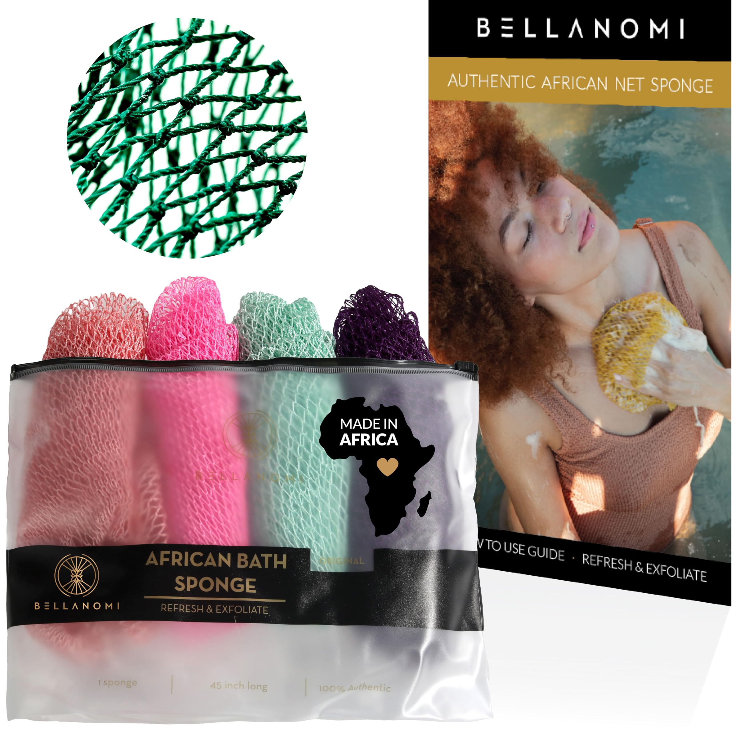 Éponge Bellanomi Sapo africaines rose pour un gommage doux et efficace.