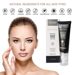Texture crémeuse de la Crème BB Bellaterra pour un teint uniforme.