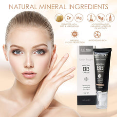 Flacon minéral Bellaterra BB crème, texture légère et couvrance modulable