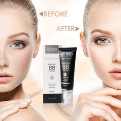 Échantillon Bellaterra BB crème sur peau pour vérifier la couvrance naturelle