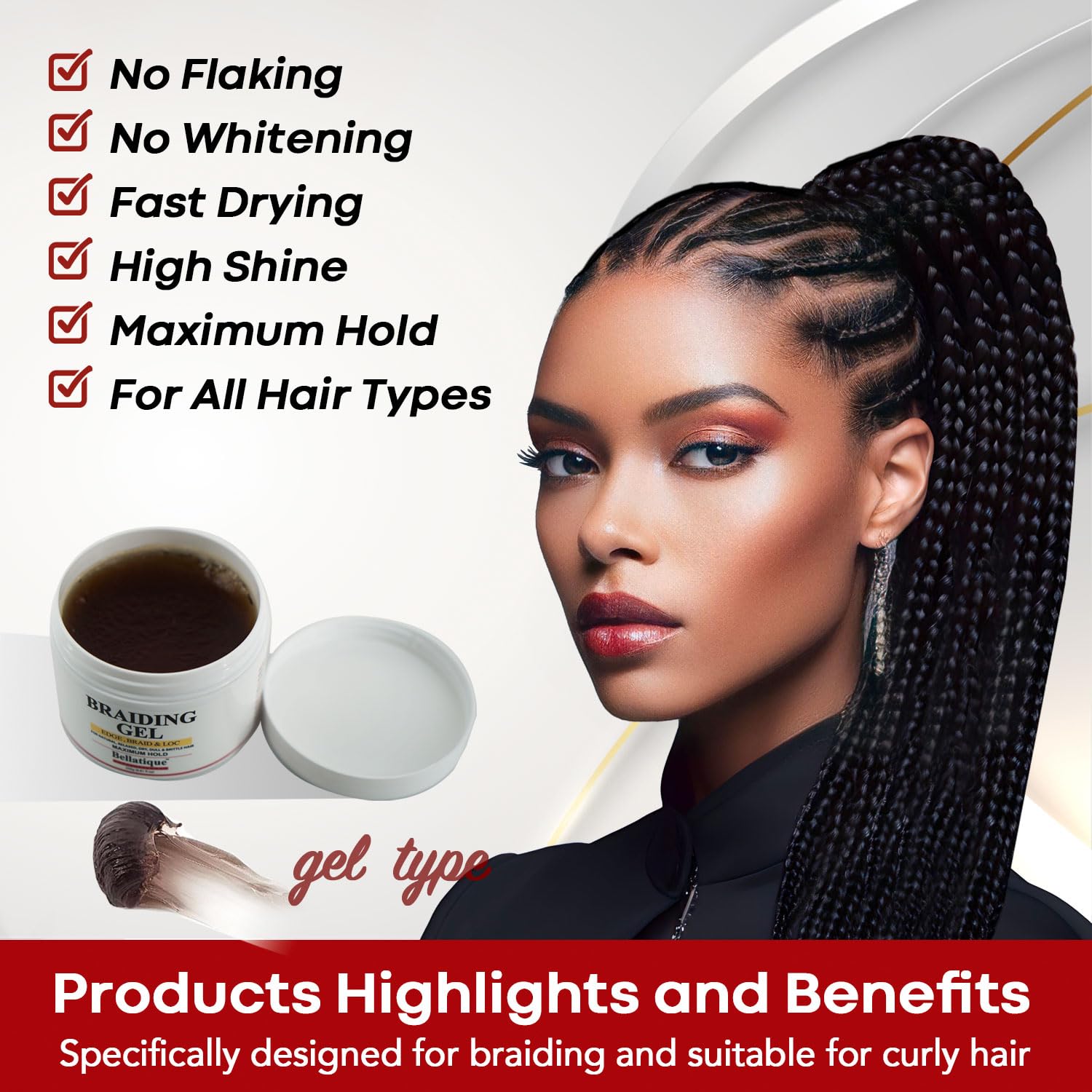 BELLATIQUE Edge: fini hautement brillant sur cheveux naturels
