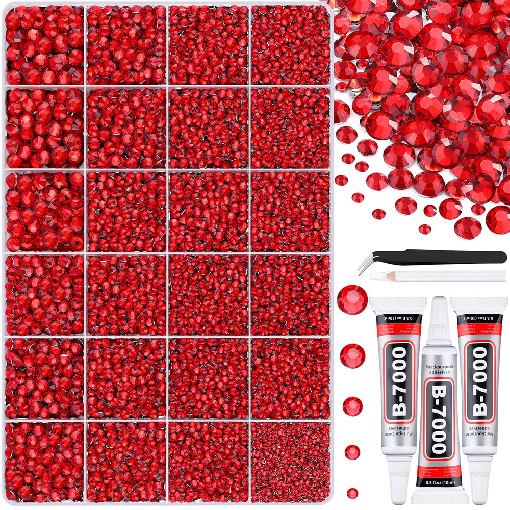 BELLEBOOST boîte de pierres rouges 24 grilles pour designs éclatants.