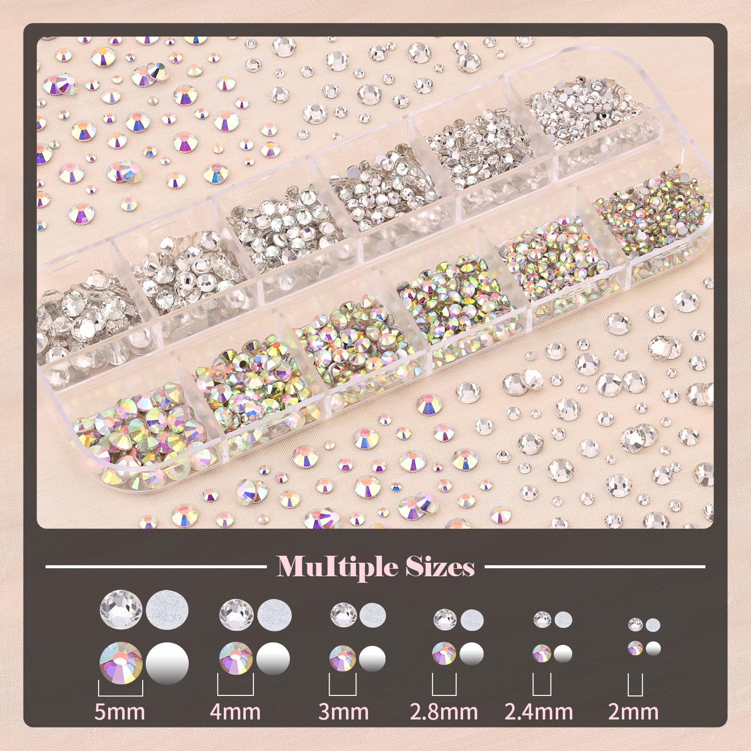 BELLEBOOST boîte strass rond plat mélangés pour des motifs scintillants.