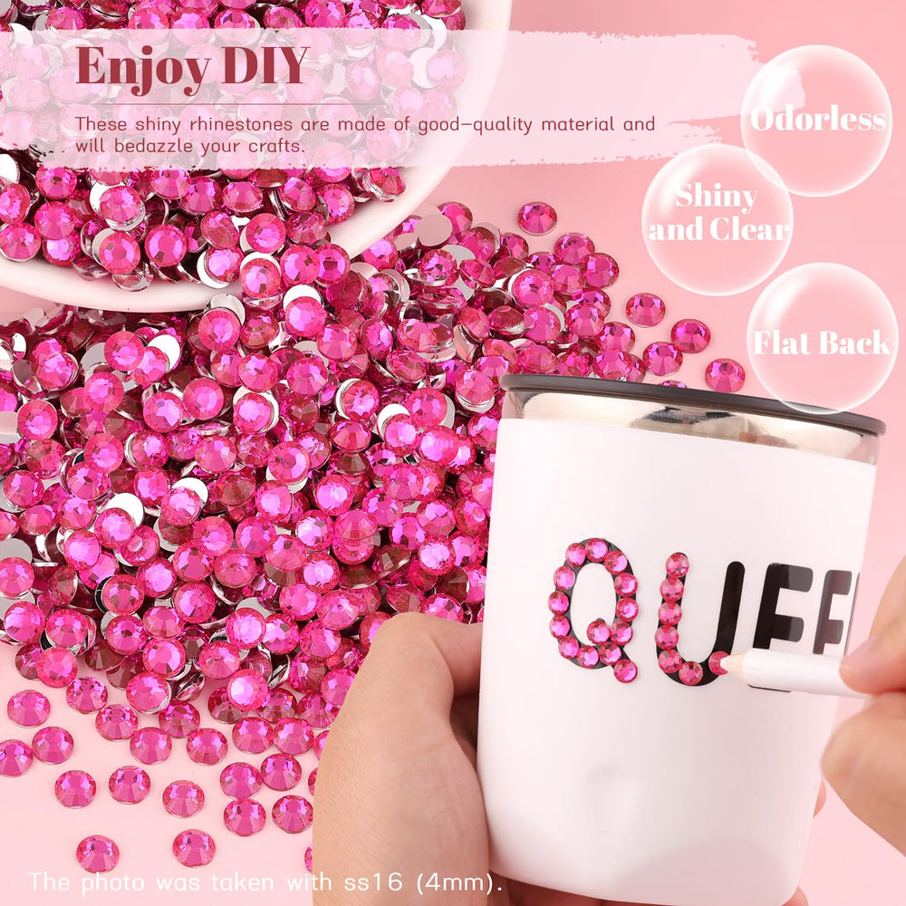 BELLEBOOST coffret rhinestones rose fluo pour rangement pratique et organisation des fournitures.