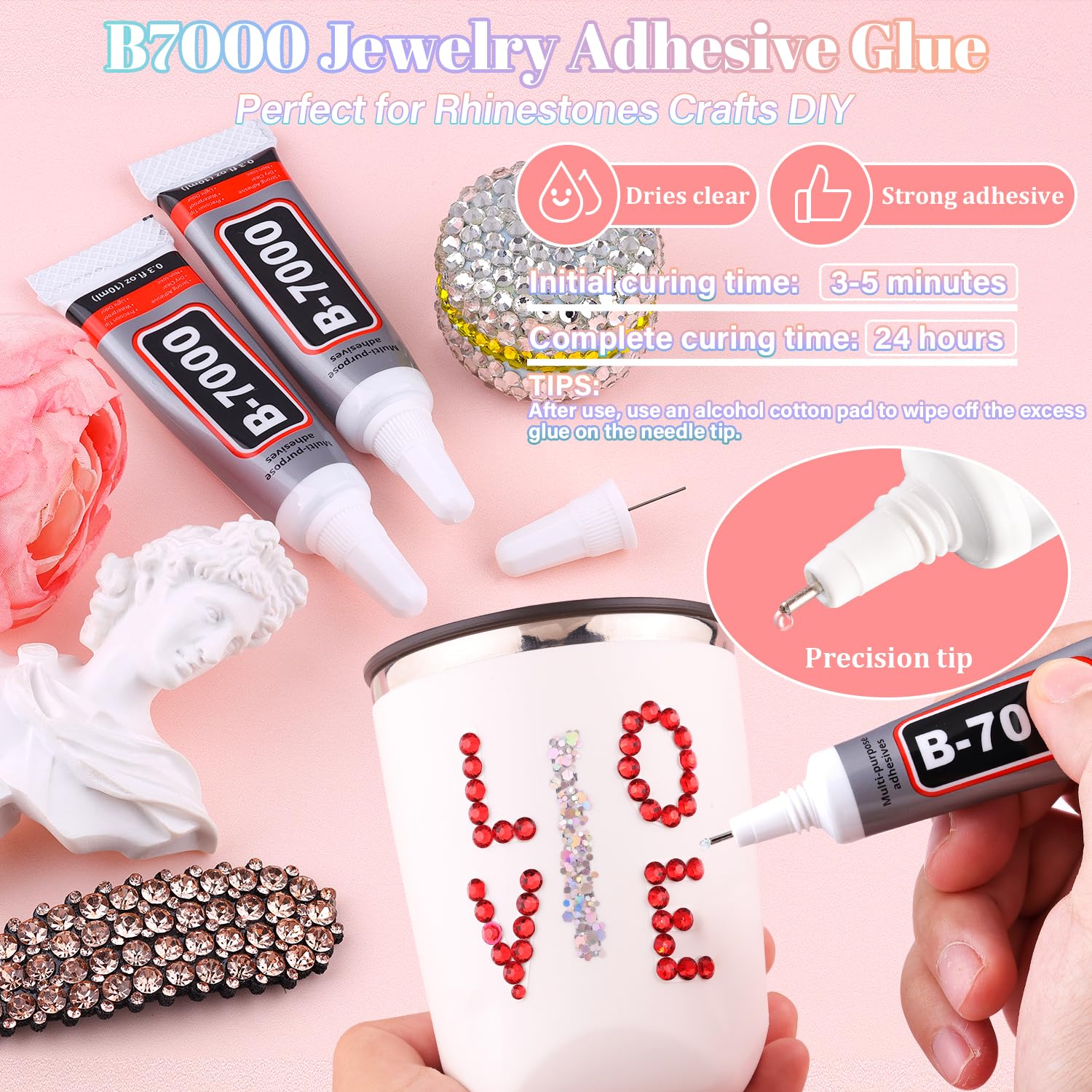 BELLEBOOST colle B7000 en tubes pour adhésion nette et durable.