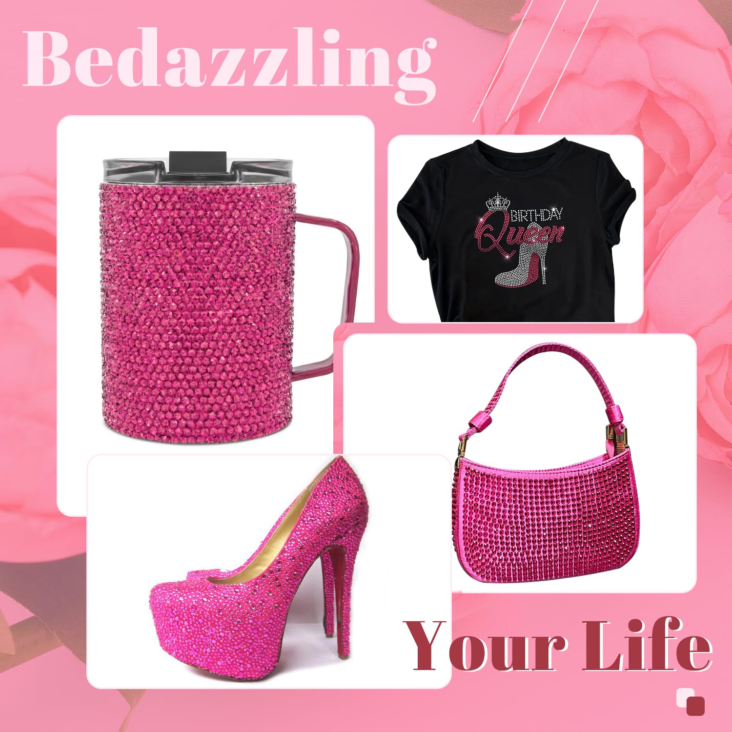 BELLEBOOST décoration ongles et artisanat rose fluo, idéal pour personnaliser sacs et coques.