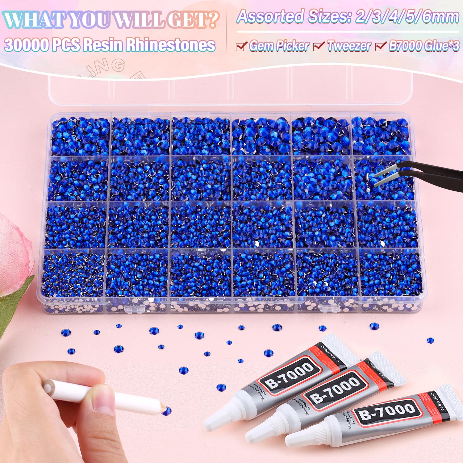 BELLEBOOST outils pince précision pour poser les strass bleu royal.