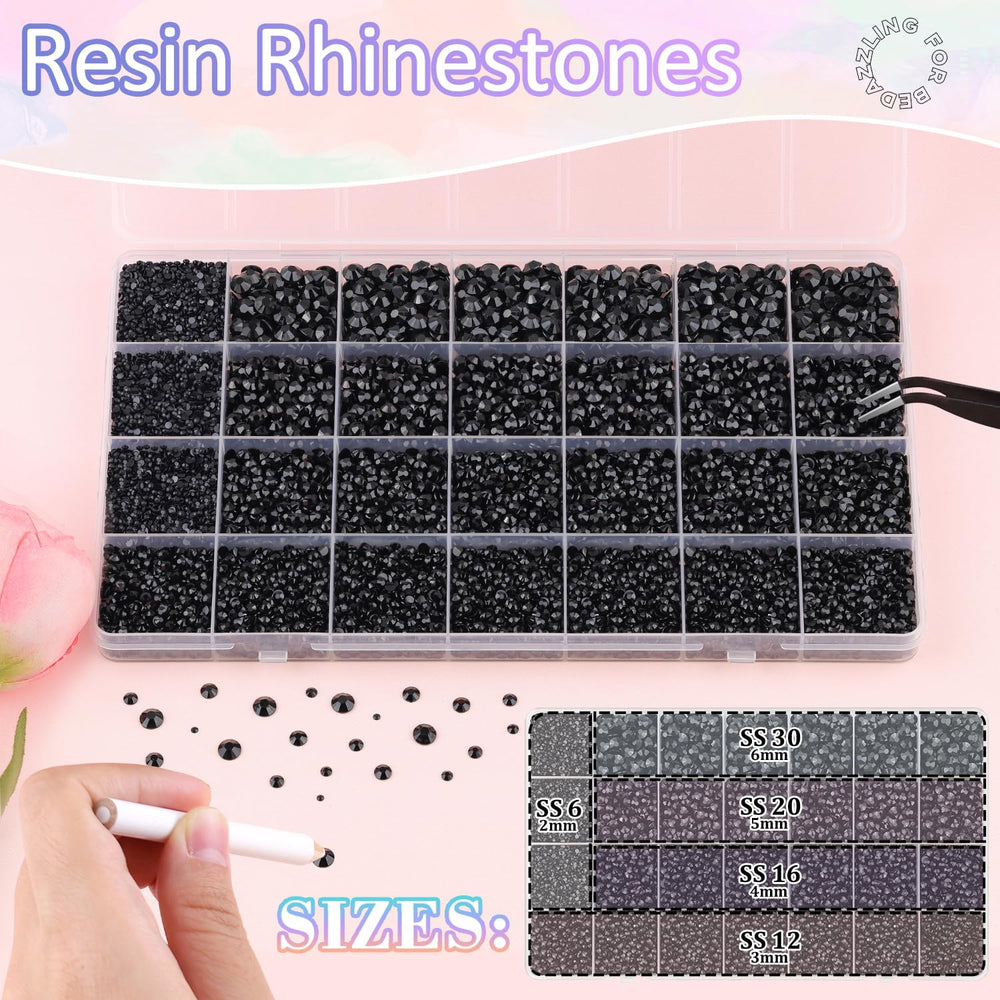 BELLEBOOST ensemble de 32000 strass noirs léger et durable pour l'artisanat.