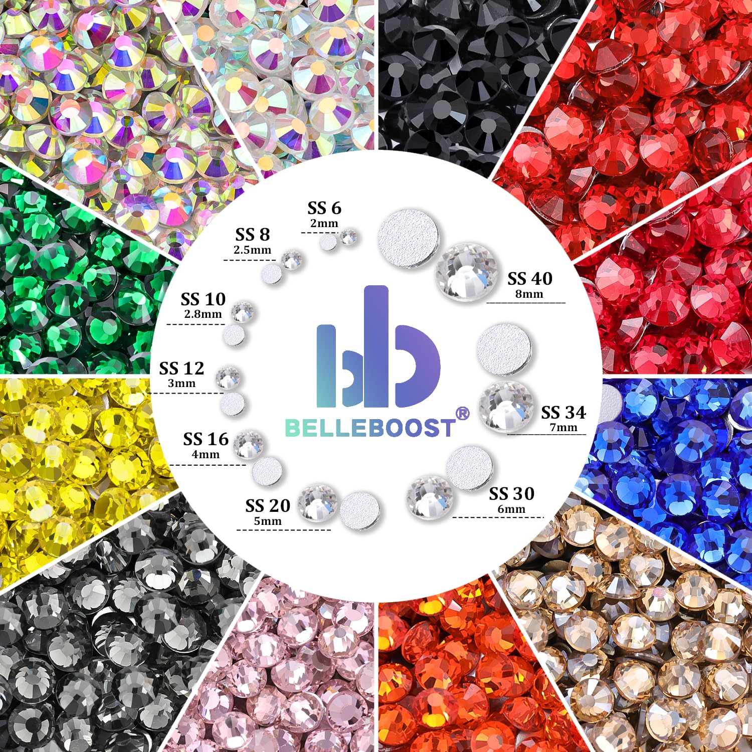 BELLEBOOST Strass art ongles transparents – embellissent les ongles et accessoires