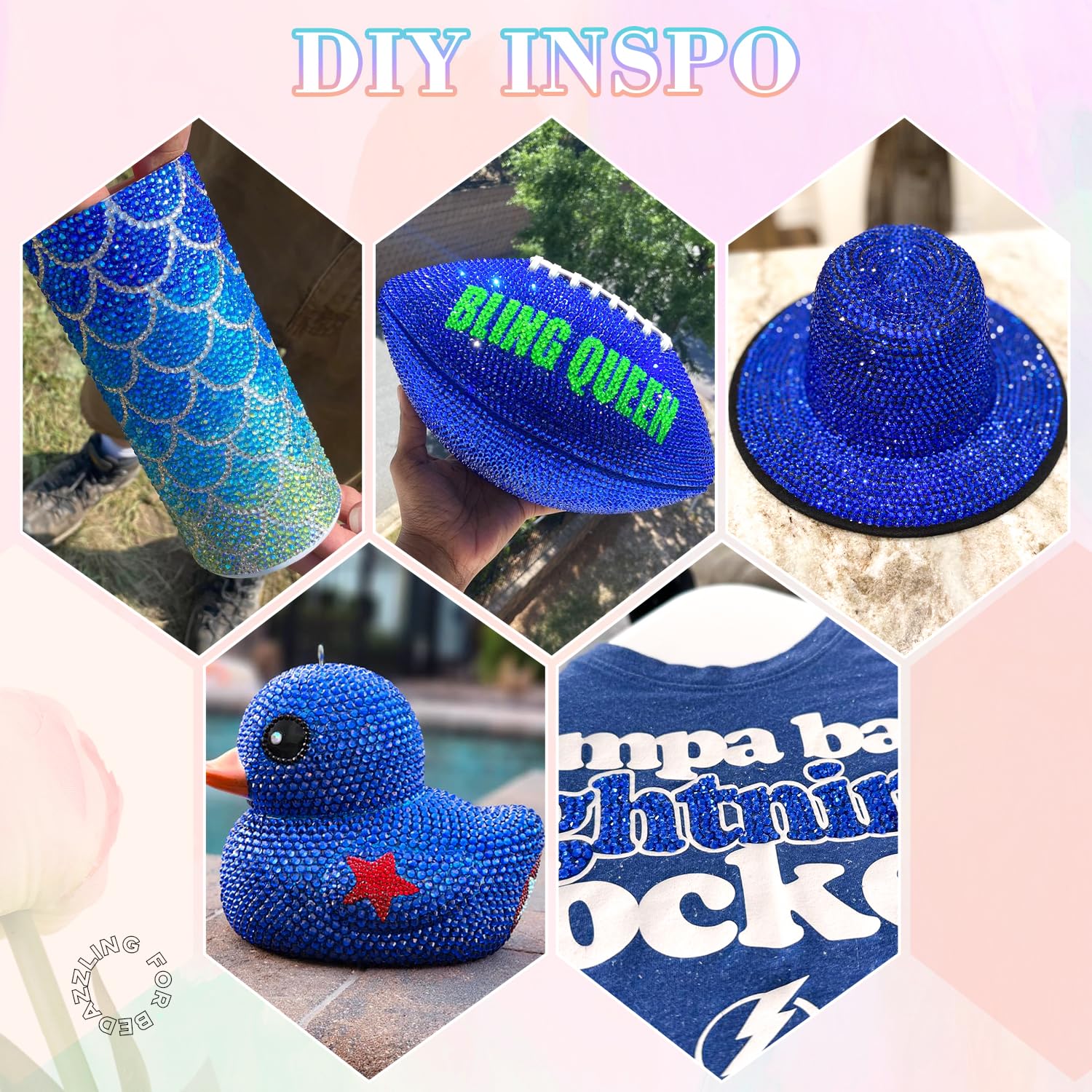 BELLEBOOST strass bleu royal tailles 2-6 mm pour motifs variés.