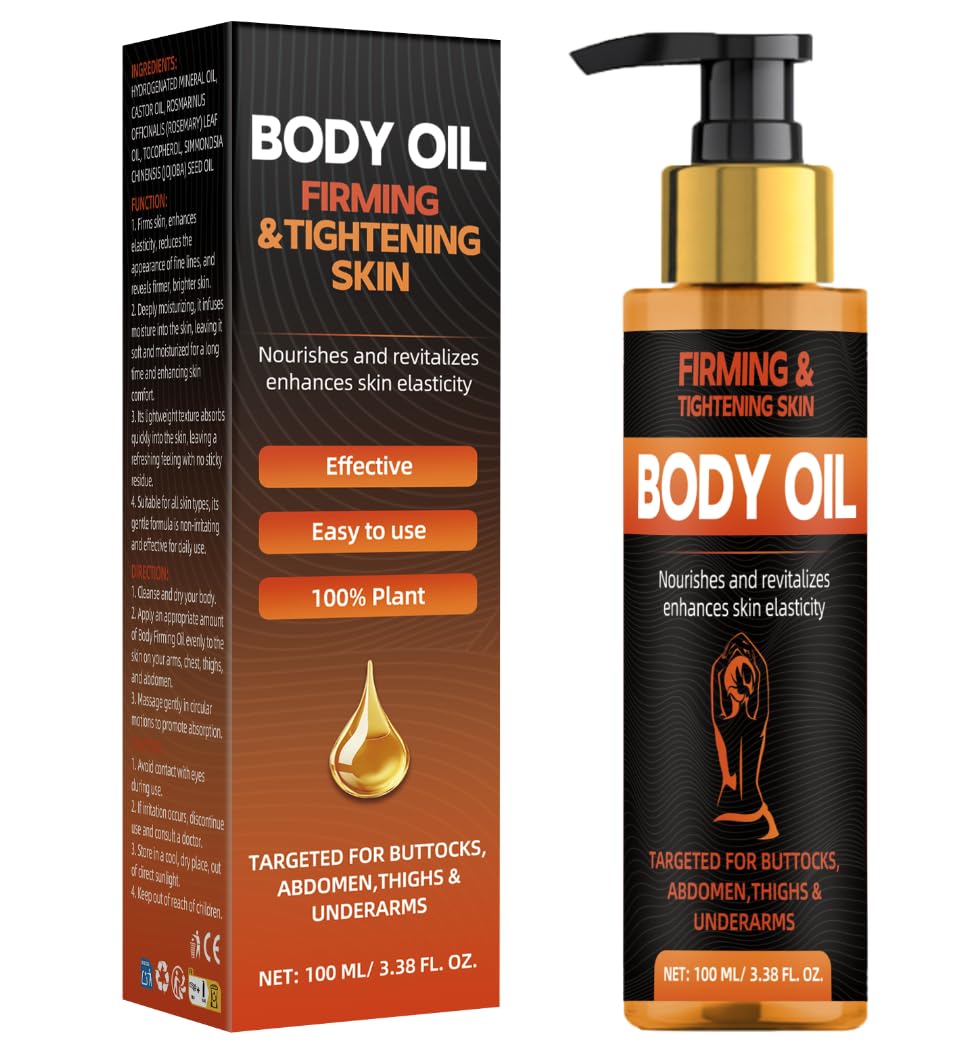 Bellisinno Body Firming Oil bottle close-up showing firming and hydration.