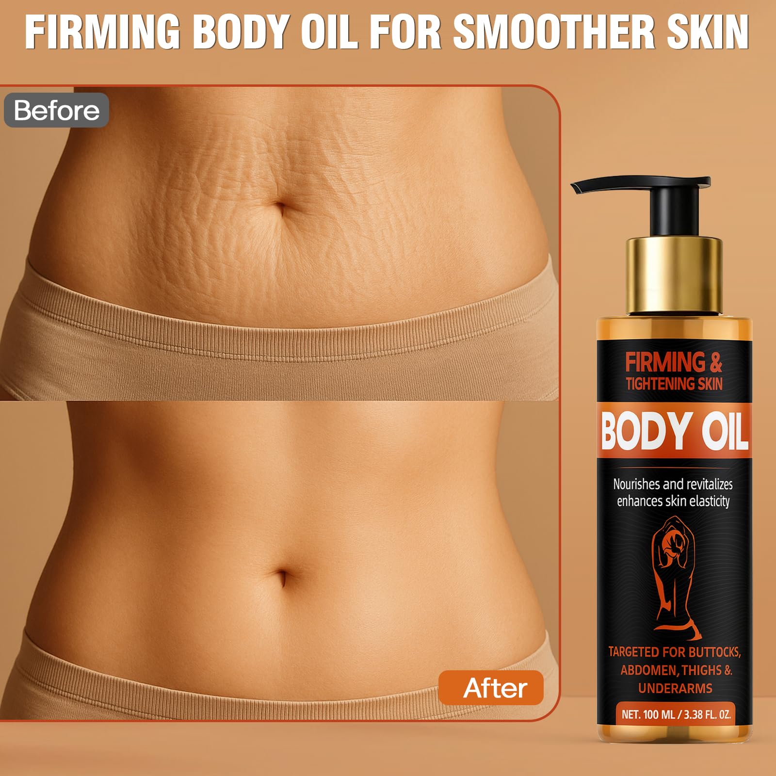 Bellisinno Body Firming Oil creates radiant, nourished skin glow.