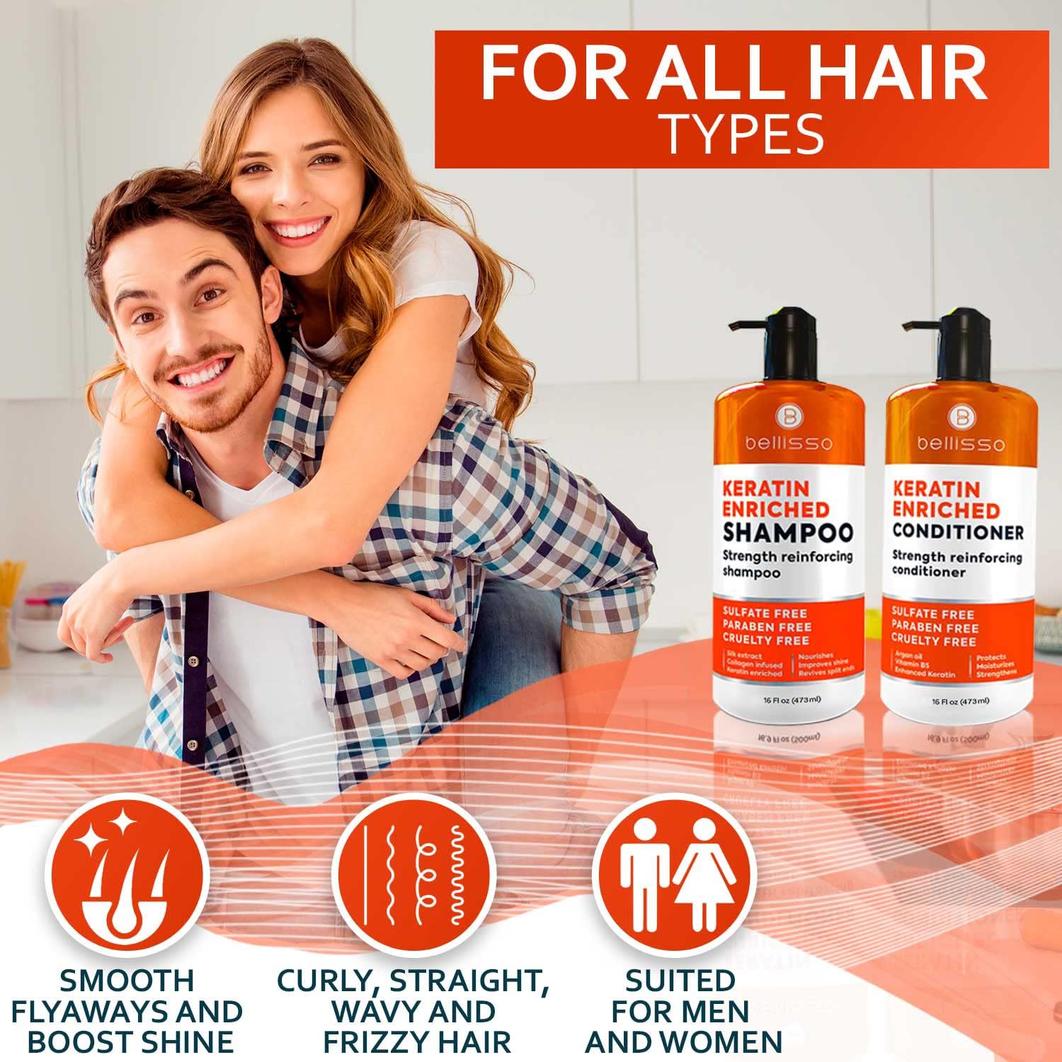 Bellisso Anti-frisage: cheveux plus disciplinés et mèches faciles à dompter.