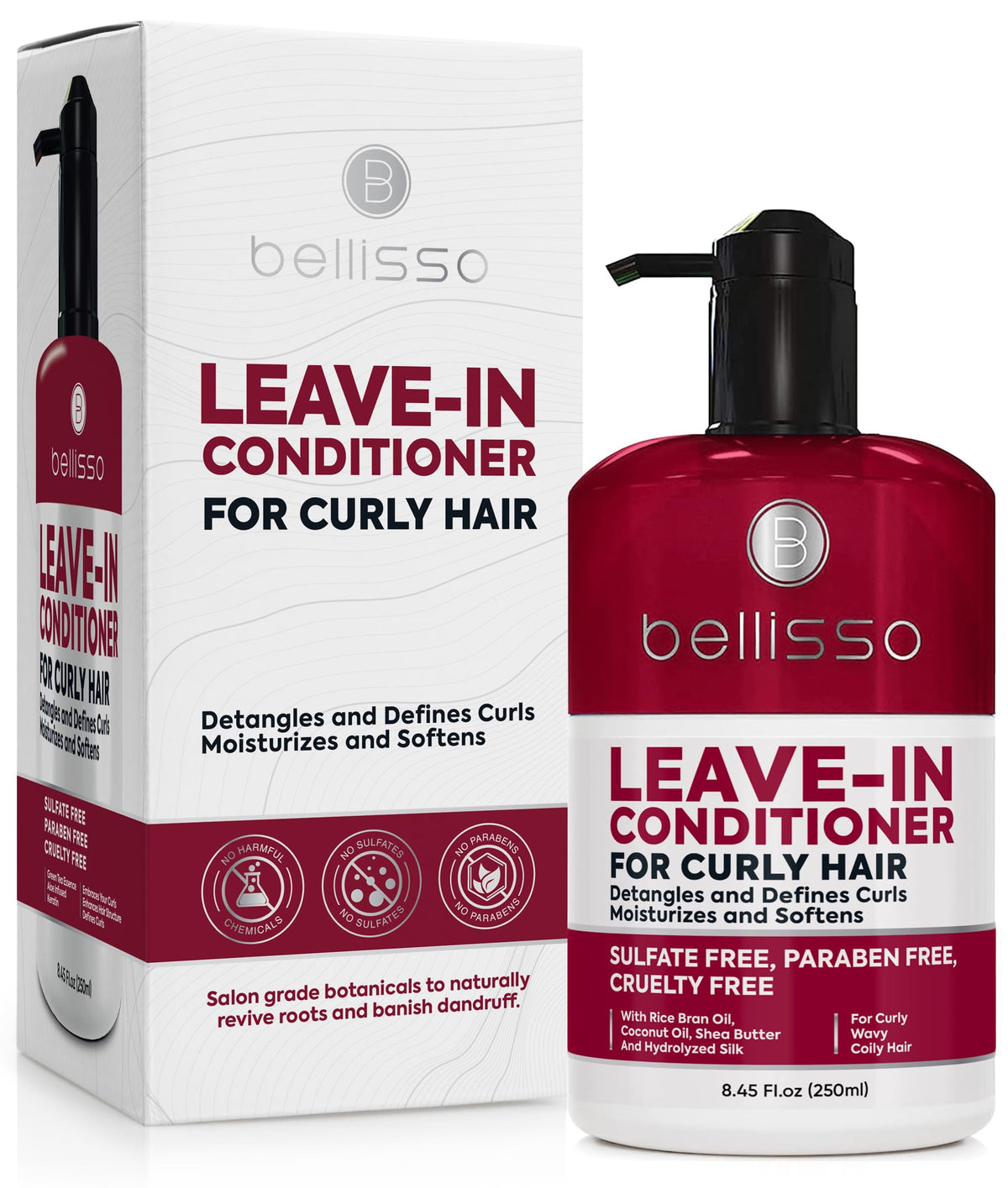 Bellisso Apres-Coiffage Crème Boucles: hydratation légère pour boucles douces et définies.