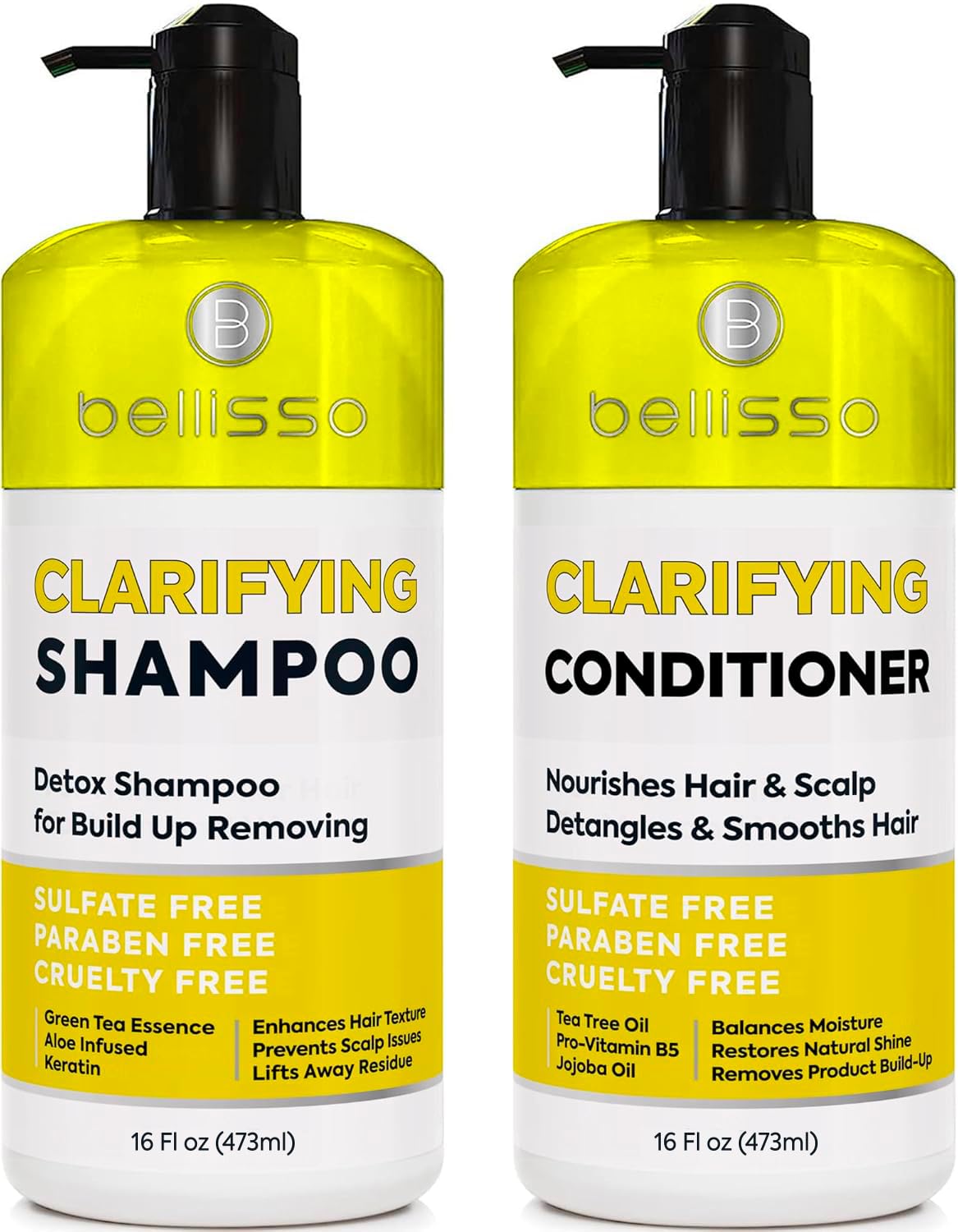 Bellisso shampoing clarifiant bouteille : nettoie en profondeur sans dessécher les longueurs.