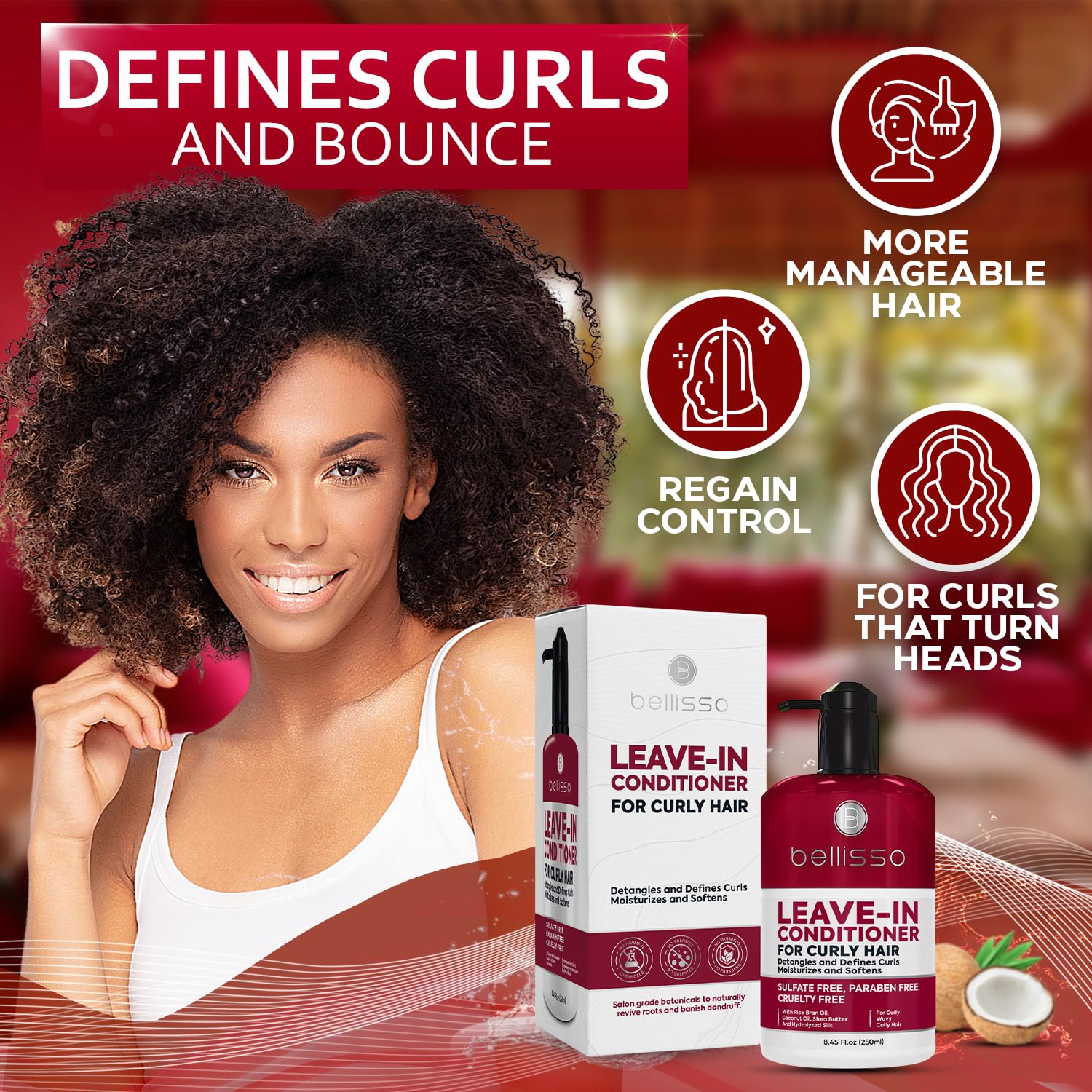 Bellisso Formule Botanique Coco Argan Huile: hydratation riche sans sulfates.