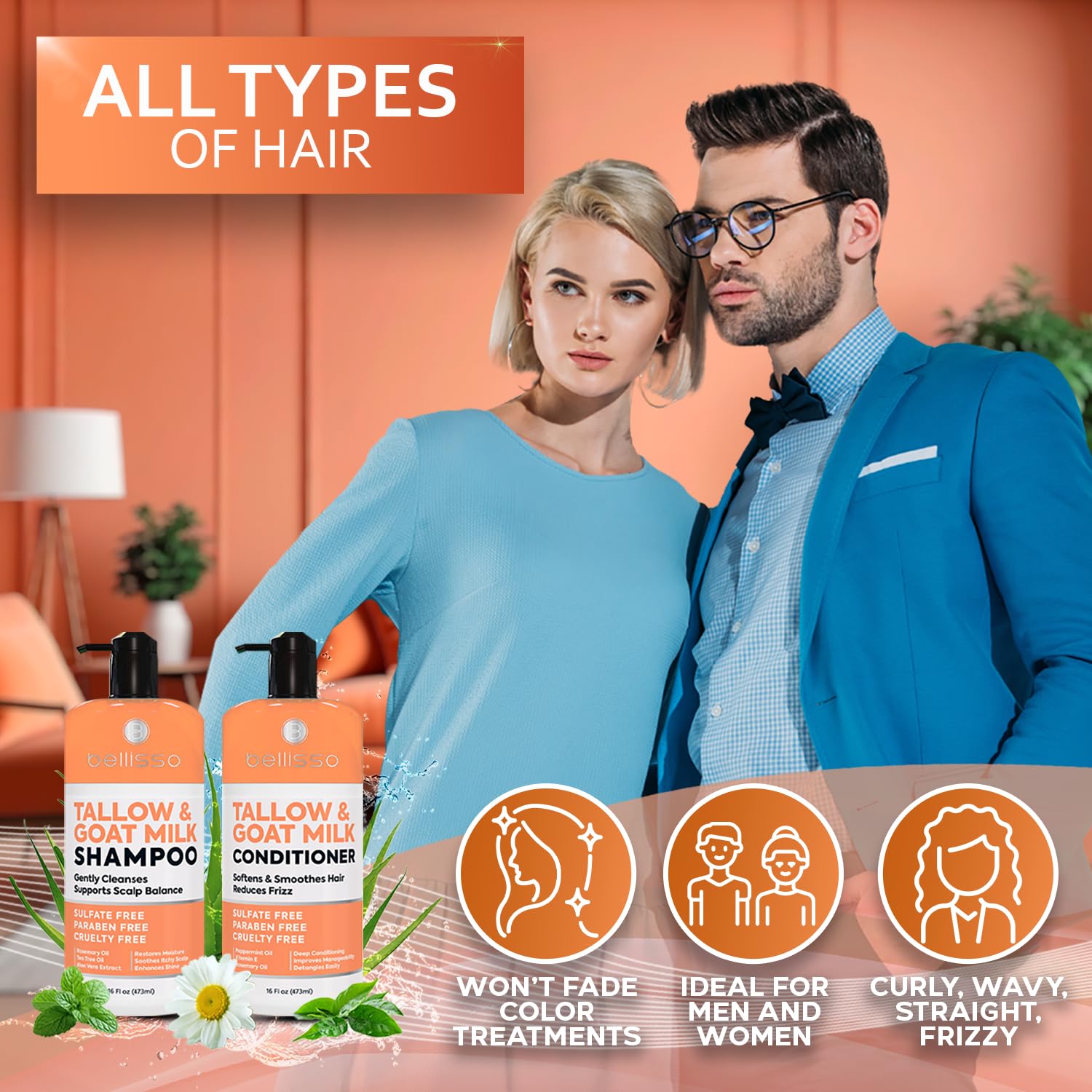 Bellisso Sans sulfates, formule douce compatible couleur.