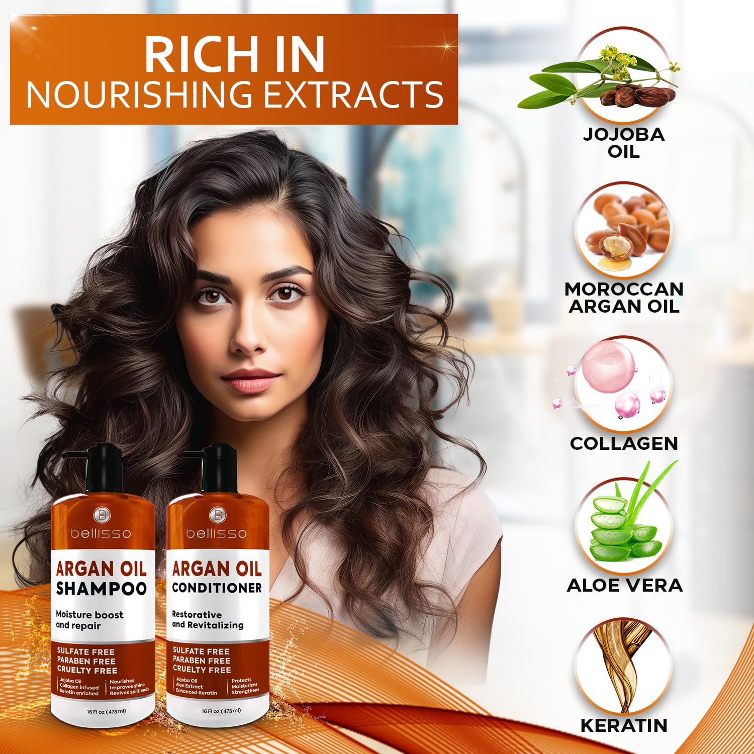 Bellisso Huile d'Argan – petit flacon, nourrissage en profondeur.