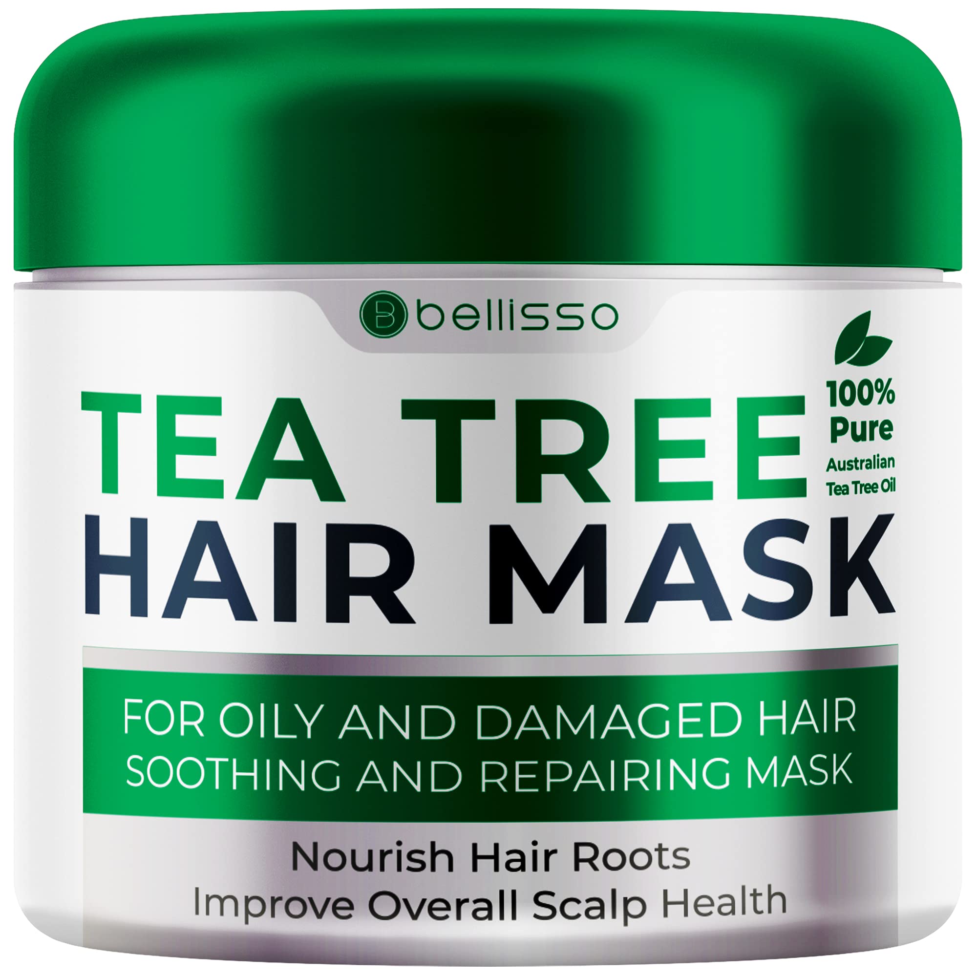 Bellisso Masque cheveux arbre à thé hydratation profonde pour cheveux secs et cassants.