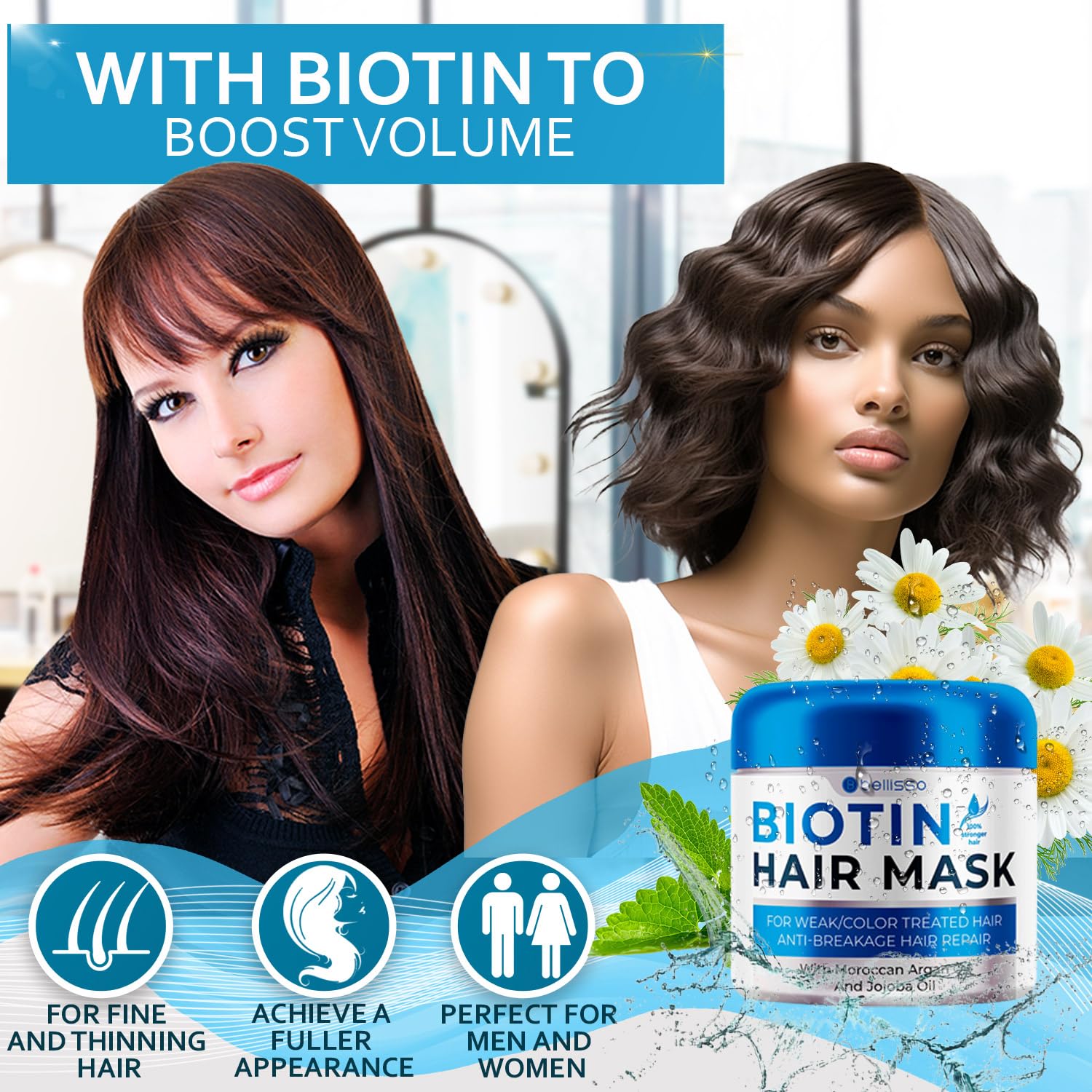 Bellisso Biotine : application sur les longueurs pour hydrater et lisser.