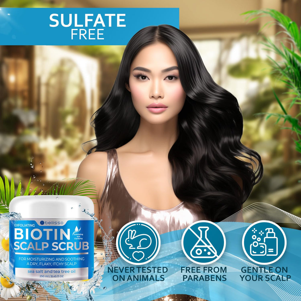 Composition sans sulfates Bellisso respectueuse du cuir chevelu.