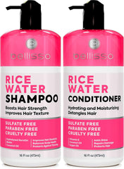 Bellisso Shampoing eau de riz – bouteille fortifie les cheveux fins.