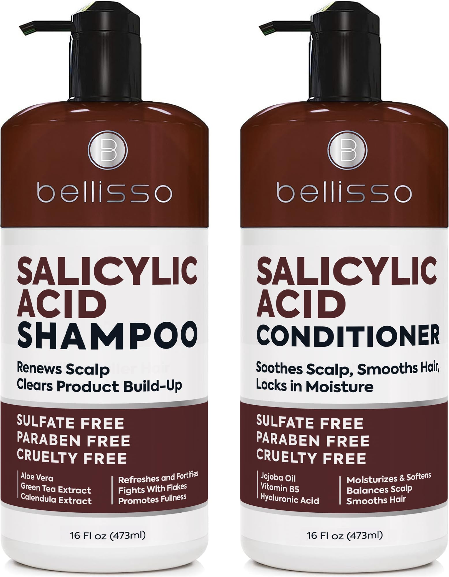 Bellisso shampoing salicylique exfoliant cuir chevelu pour une sensation de fraîcheur