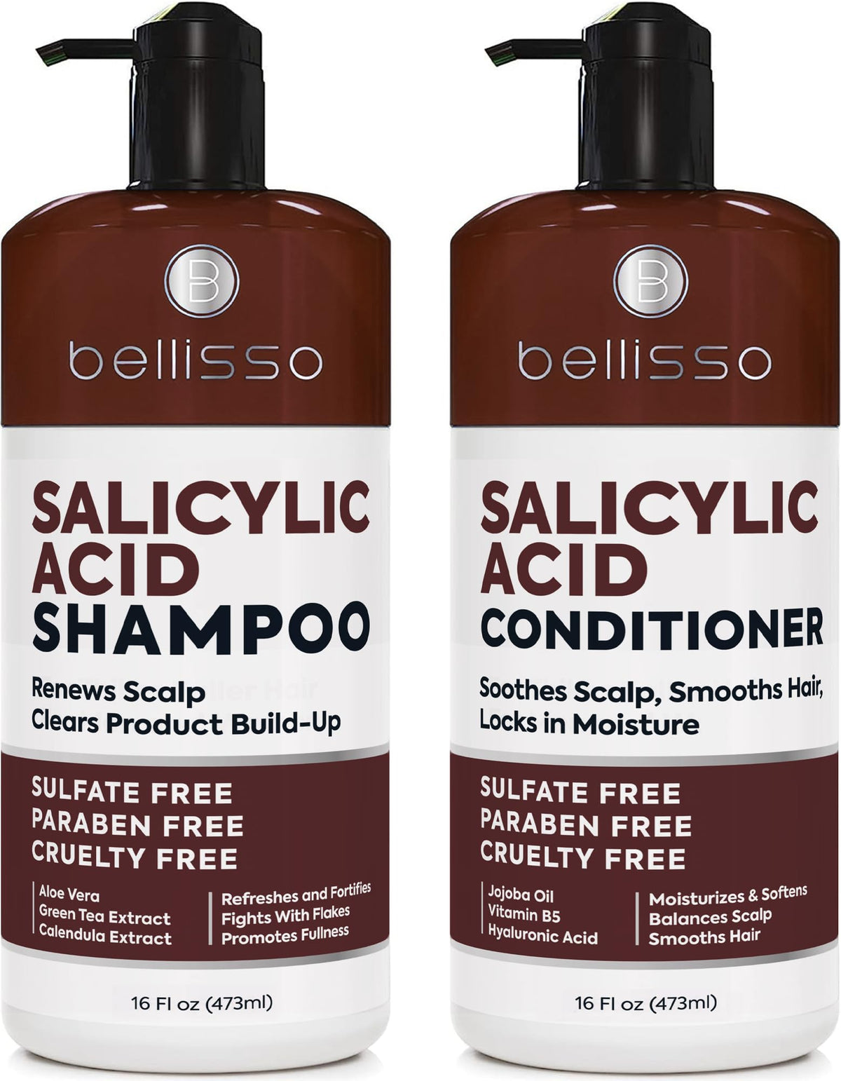Bellisso shampoing salicylique exfoliant cuir chevelu pour une sensation de fraîcheur