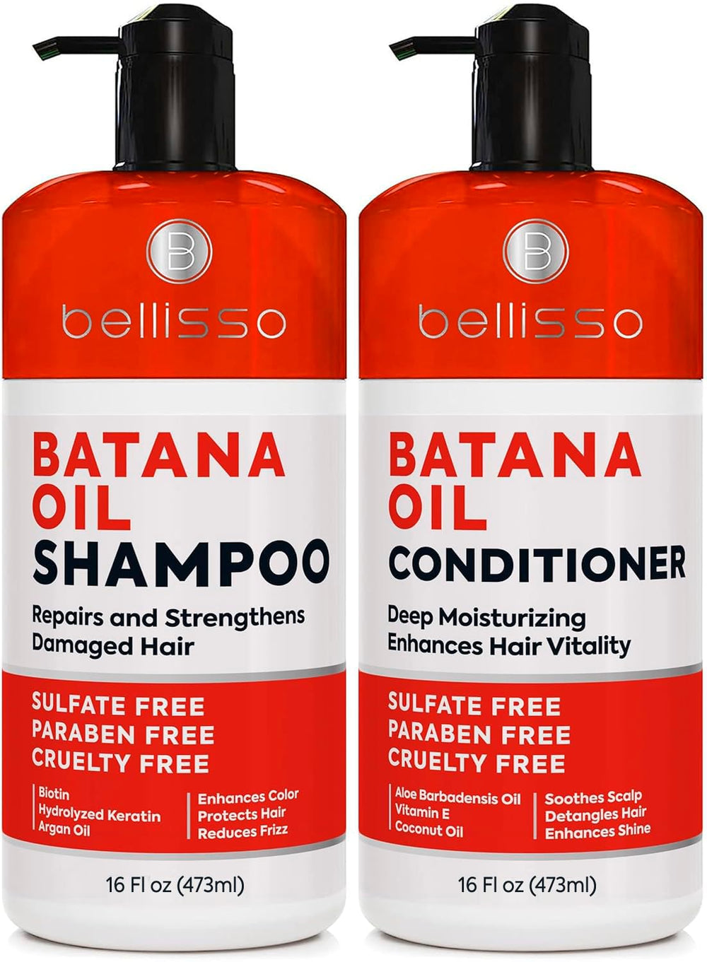 Bellisso Shampoing Batana, bouteille sans sulfates, pour plus de volume.