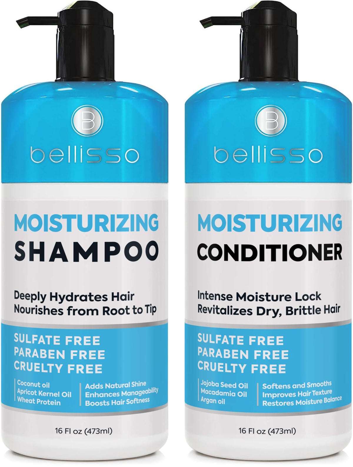 Shampooing Bellisso, bouteille hydratante, hydratation durable dès le premier lavage.