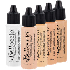 Belloccio: flacons du set fond de teint, application rapide et naturelle.