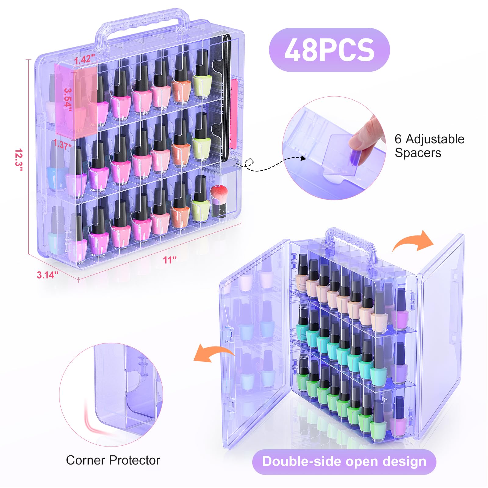 Beloving Organisateur-vernis 48 bouteilles, diviseurs ajustables pour personnaliser l'espace.