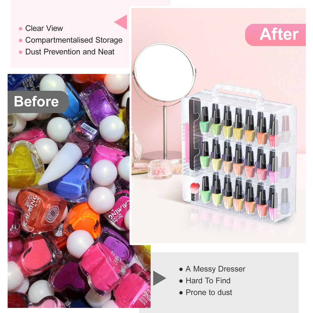 Beloving Organisateur Vernis 48 Flacons – poignée supérieure pour transporter facilement.