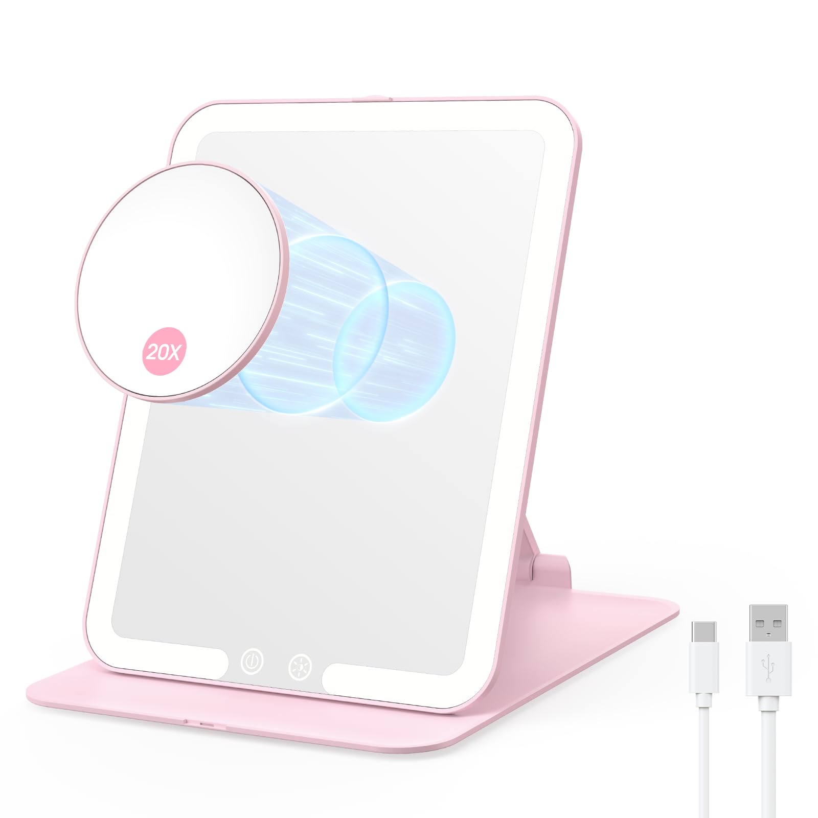 Miroir de voyage Benbilry pliable avec lumière pour un maquillage précis