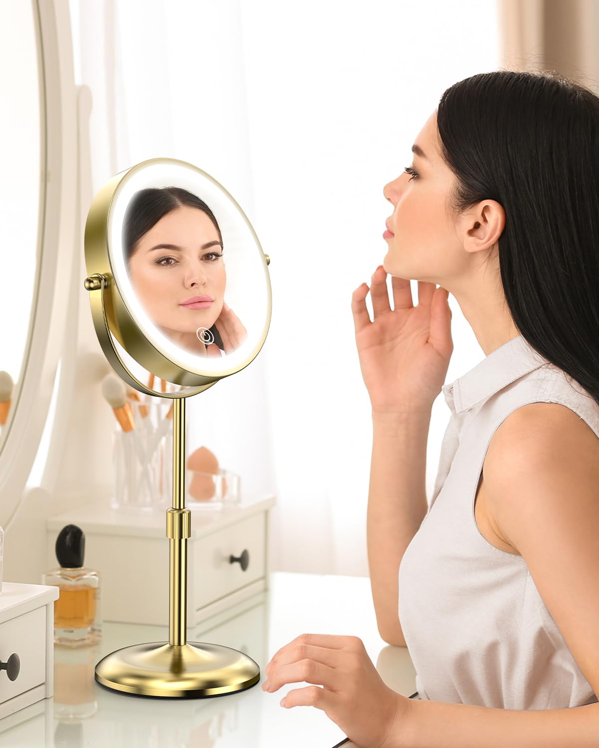 Miroir Benbilry doré élégant, cadeau parfait pour une salle de bains