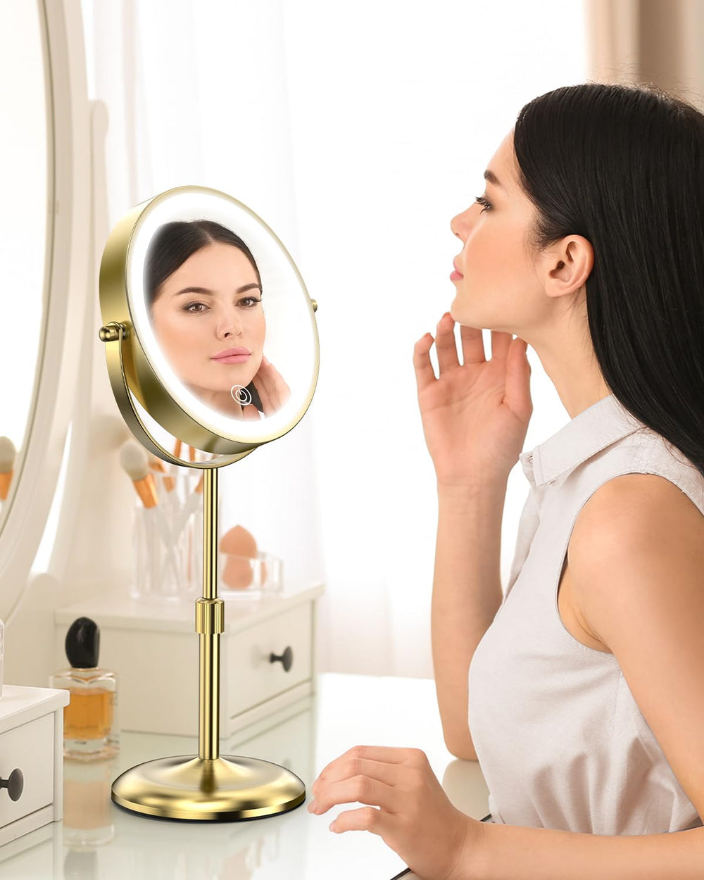 Miroir Benbilry doré élégant, cadeau parfait pour une salle de bains