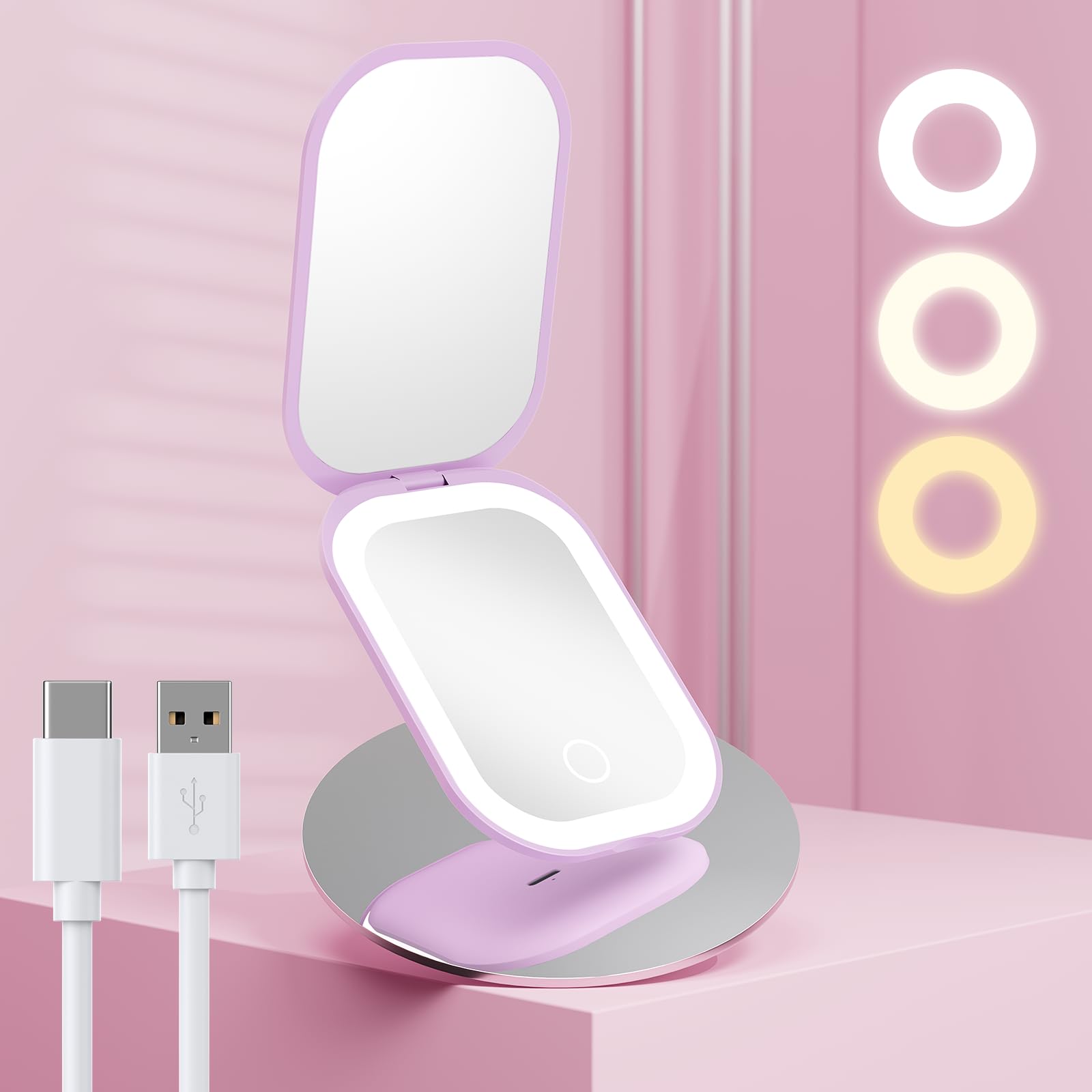 Miroir de voyage Benbilry compact avec 1x et 3x pour retouches précises.
