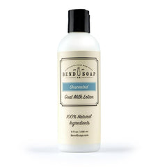 Lotion Bend Soap Company au lait de chèvre inodore, bouteille 8oz, hydratation douce pour peau sensible