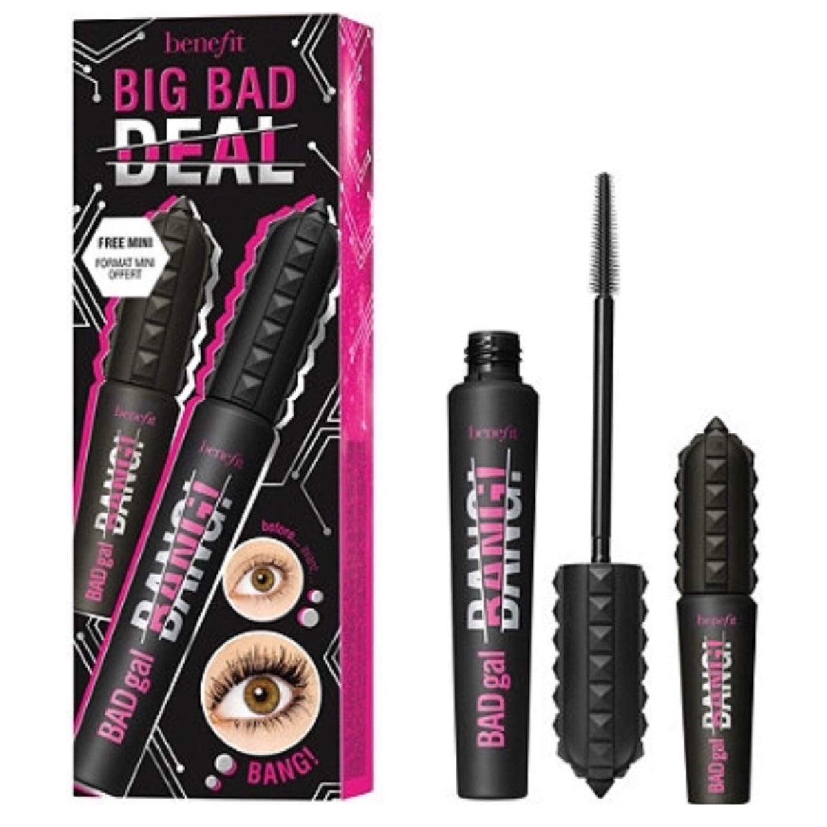 Benefit BadGal Bang: duo taille pleine et mini pour un volume rapide des cils.