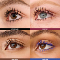 Cils volumisés par BADgal BANG! grâce aux aéro-particules et à une application légère.