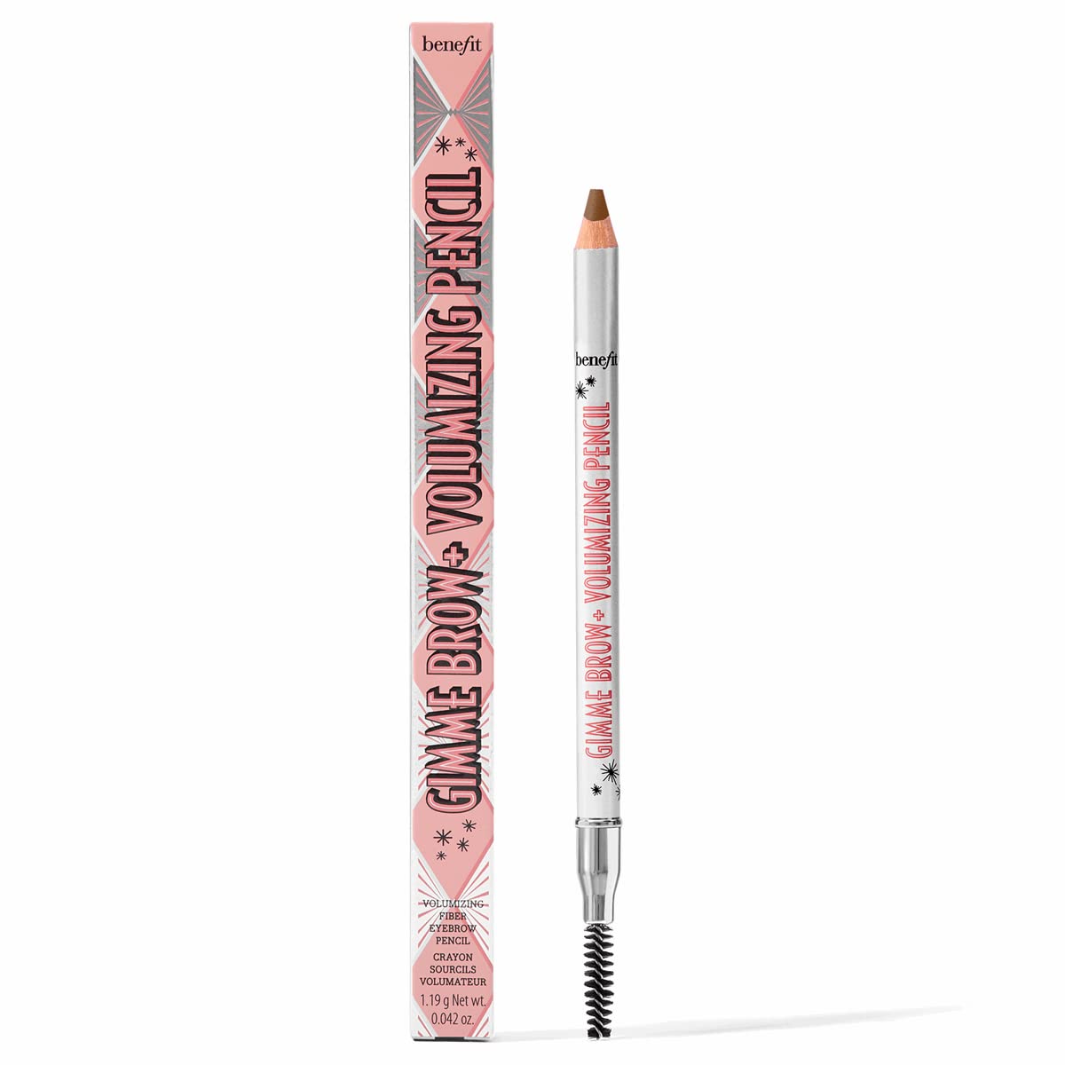 Benefit Gimme Brow+ avec fibres et poudre pour sourcils, volume naturel et définition.