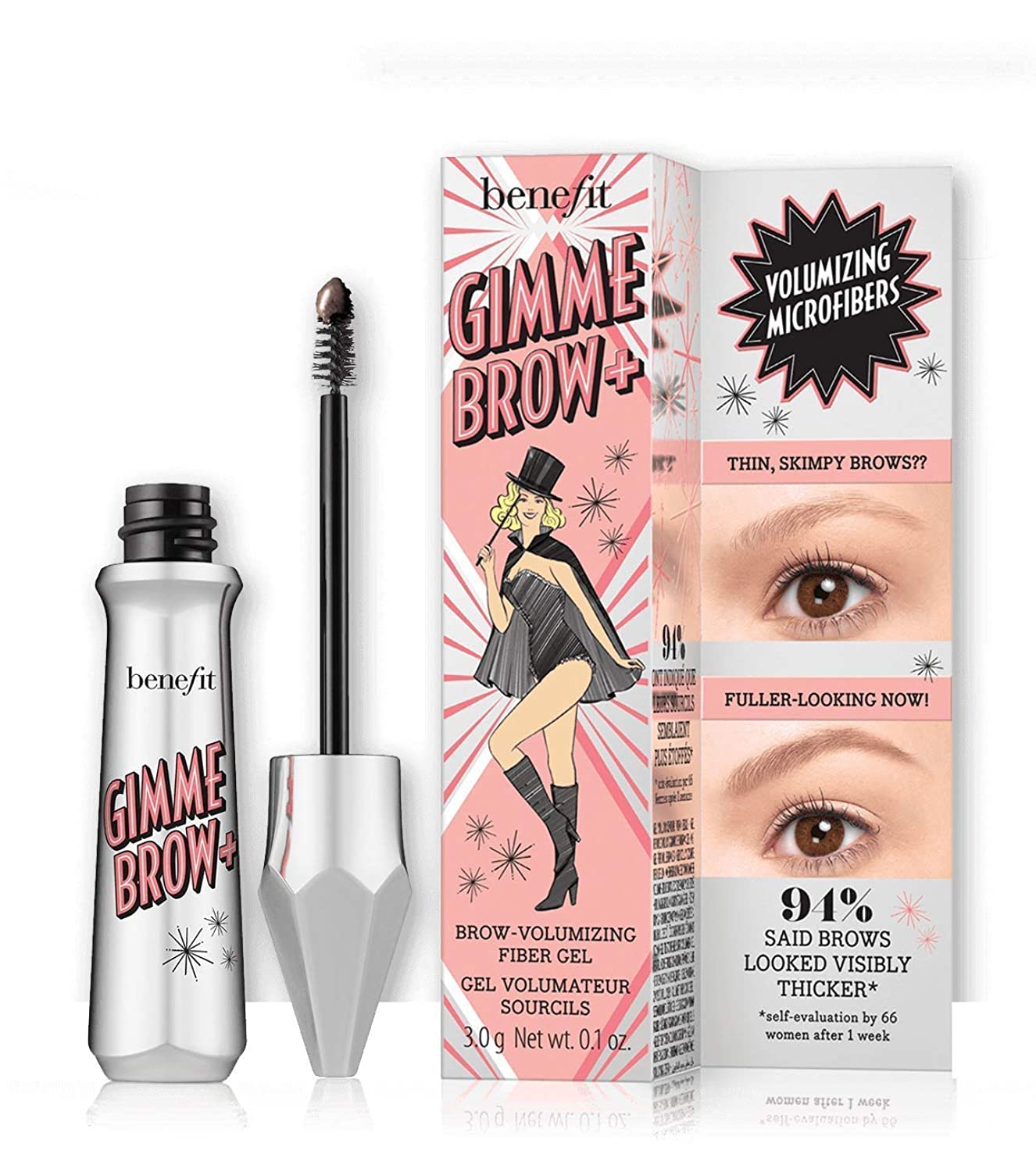 Benefit Gimme Brow Volume Fiber Gel avec petit pinceau pour un fini naturel et volumisé